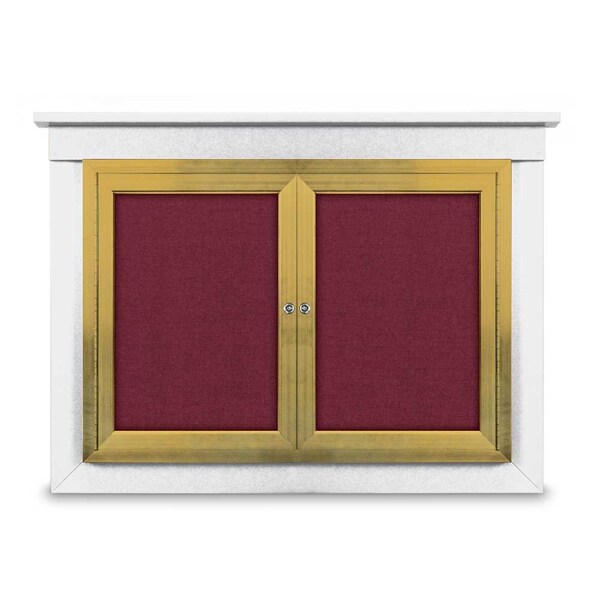 48"x36" 2-Door Enclosed Letterboard, Grey Felt/Cherry
